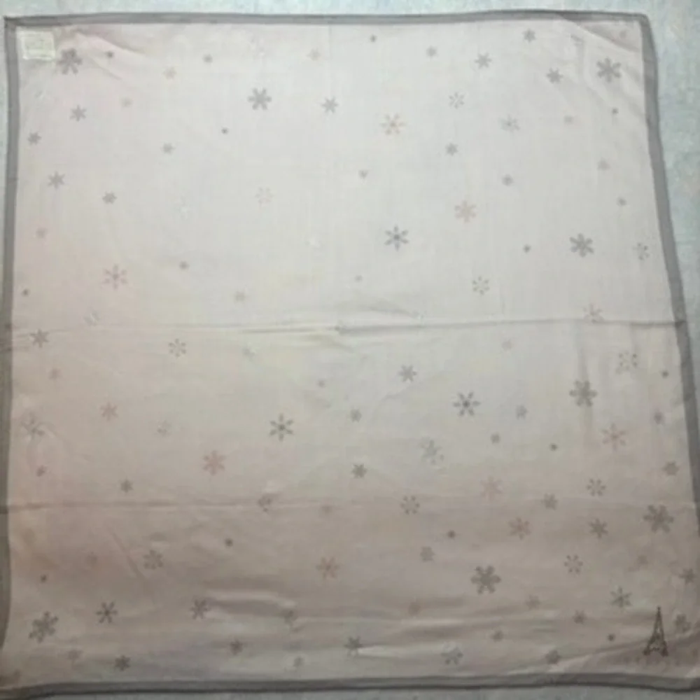 CELINE Scarf Handkerchief Snowflake Sparkle Studded Cotton Pink 23x23
